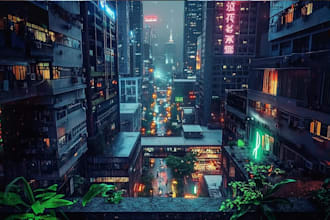 make a illustration of futuristic cyberpunk city