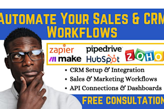 automate your sales marketing CRM workflows zapier make pipedrive hubspot zoho