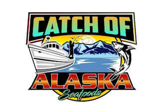 do awesome fishing team and boat charter logo for your business