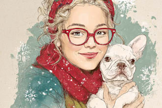 illustrate a christmas portrait ideal for a card or gift