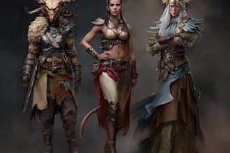 create fantasy character game concept for game or book