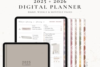 etsy digital planner, hyperlinked planner, etsy digital product, digital journal
