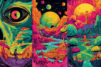 create amazing art of psychedelic, stoner, trippy, cover