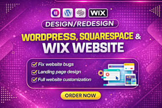 design or redesign wordpress, wix, squarespace website and fix website bugs