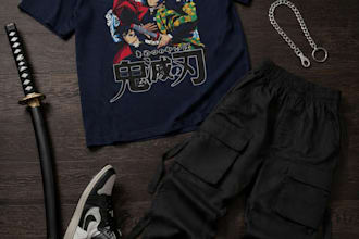 design a modern anime t shirt for your brand