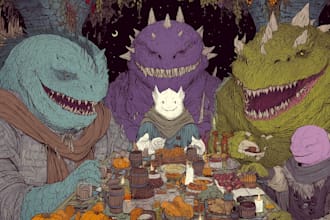draw dnd art character, creature, game art, creature party