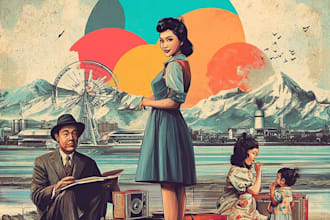draw vintage and retro illustration style