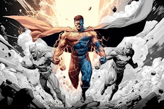 draw and write a professional superhero comic for you