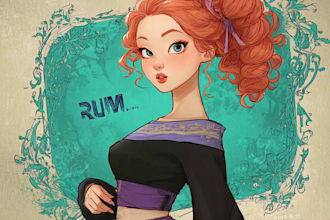 draw a custom disney portrait illustration