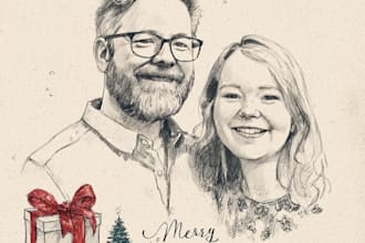 illustrate a christmas portrait ideal for a card or gift