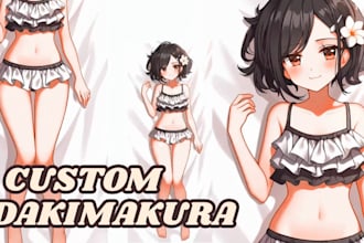 draw dakimakura oc fan artanime style 2d vtuber cover pillow nsfw body pillow