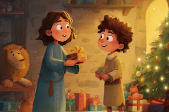 christmas children book illustration, bible illustration