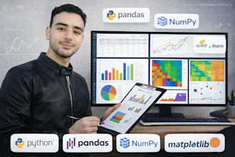 analyze and visualize your data using pandas, numpy, matplotlib and sklearn