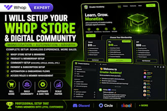 setup your whop store and digital community with monetization and automation