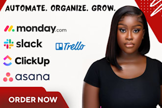 build clickup automation monday CRM dashboard trello setup asana workflow slack