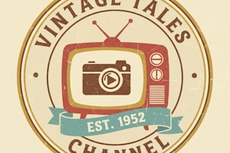 design vintage retro, classic and  stylish youtube channel logo