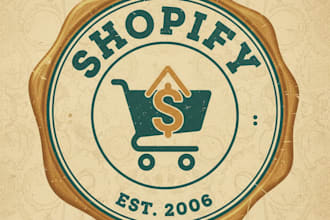design vintage retro e commerce and online store shopify logo