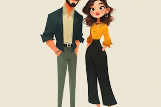 illustrate couple portrait design
