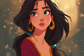 do cute disney cartoon portrait