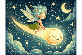 design watercolor children book illustration and kids story