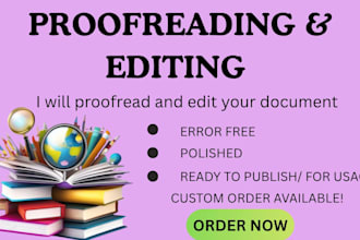 be your professional proofreader and edit your book with no error involve