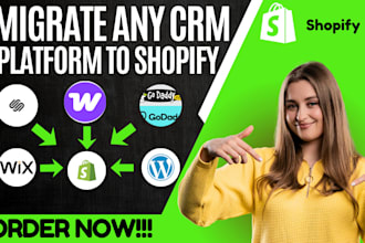 migrate or redesign wordpress wix woocommerce or squarespace godaddy to shopify