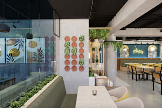 hand draw plan to 3d model,griddle restaurant design,grocery store,cgi interior