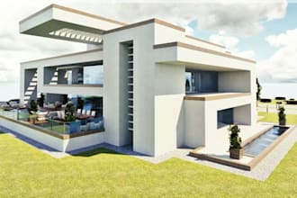 greenery landscape design,3d villa exterior,d5 render,3d environment,ue building