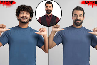 high quality head swap, face swap, face replacement, photo editing