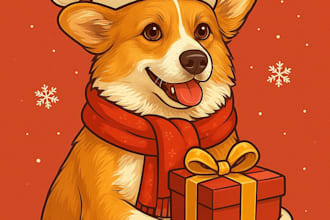 create cute christmas dog vector illustration for you