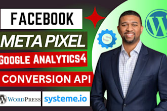 setup facebook ads metal pixel google analytics 4 capi to wordpress systeme io