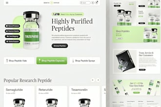 design peptide website peptide store peptide label design peptide shopify store