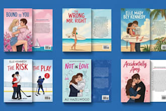 design a custom illustrated romance book cover for amazon KDP ebook cover design