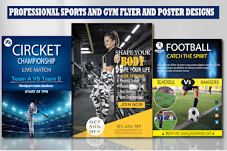 design editable sports gym fitness flyer and poster