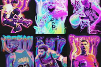 design your favorite athlete with digital glitch style