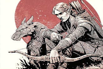 create awesome linocut character illustration art