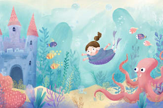 illustrate your childrens book with whimsical and colorful art