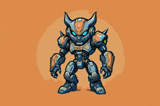 make a modern mecha animal and robot mascot logo design