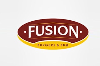 design top quality logo for fusion burgers BBQ