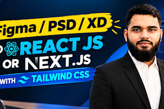 convert figma PSD xd designs to react or nextjs with tailwind CSS