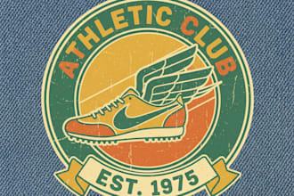 design vintage retro athletic and  fitness sportswear logo