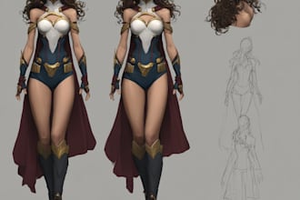 drawing custom superhero character in action