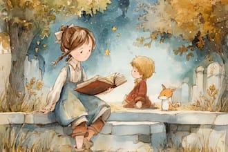 make children book with hand painted watercolor art