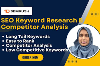 do professional semrush SEO keyword research and competitor analysis