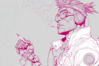 illustrate sci fi or cyberpunk portrait sketch