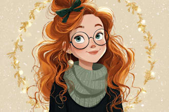 draw funny cartoon caricature for christmas gift, christmas