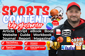 write and publish professional sports content, sports books, ebooks, and article