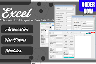build excel vba automations, userforms and macros