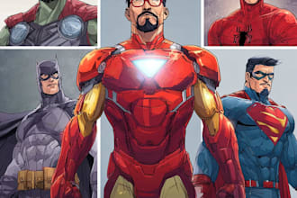 comic book illustration, marvel comic superhero