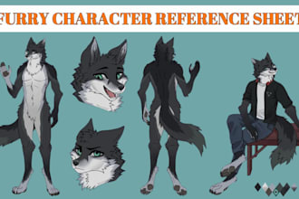 do cute furry art character ref sheet fursona anthro character sheet commission